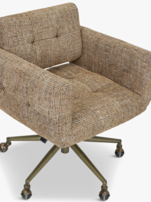 Caramel Brown Tweed Upholstered Chair