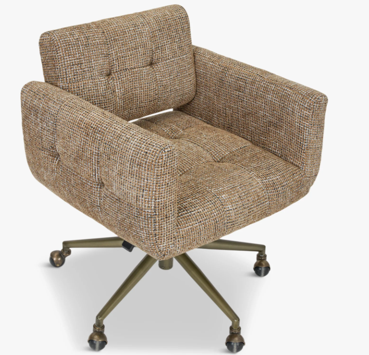 Caramel Brown Tweed Upholstered Chair