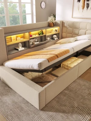 Upholstered Bed with LED Lighting