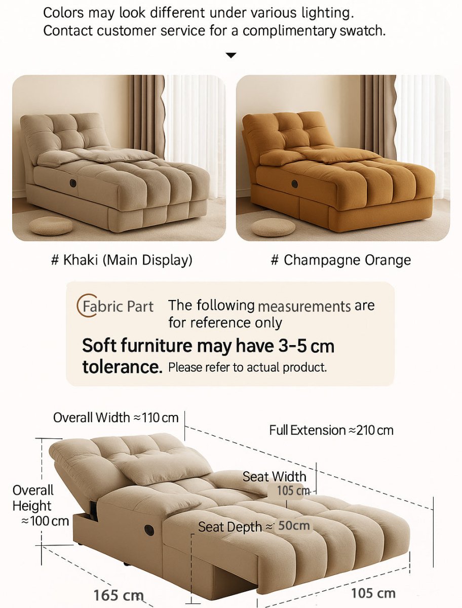 Electric Recliner Sofa Bed with Massage and Adjustable Recline