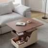 Multifunctional Convertible Lift-Top Coffee Table – Walnut & Cream Finish
