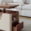 Multifunctional Convertible Lift-Top Coffee Table – Walnut & Cream Finish