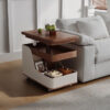 Multifunctional Convertible Lift-Top Coffee Table – Walnut & Cream Finish