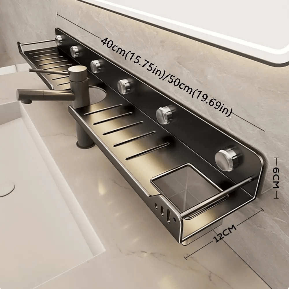 No-Drill Over-the-Faucet Storage Shelf with Suction Cups