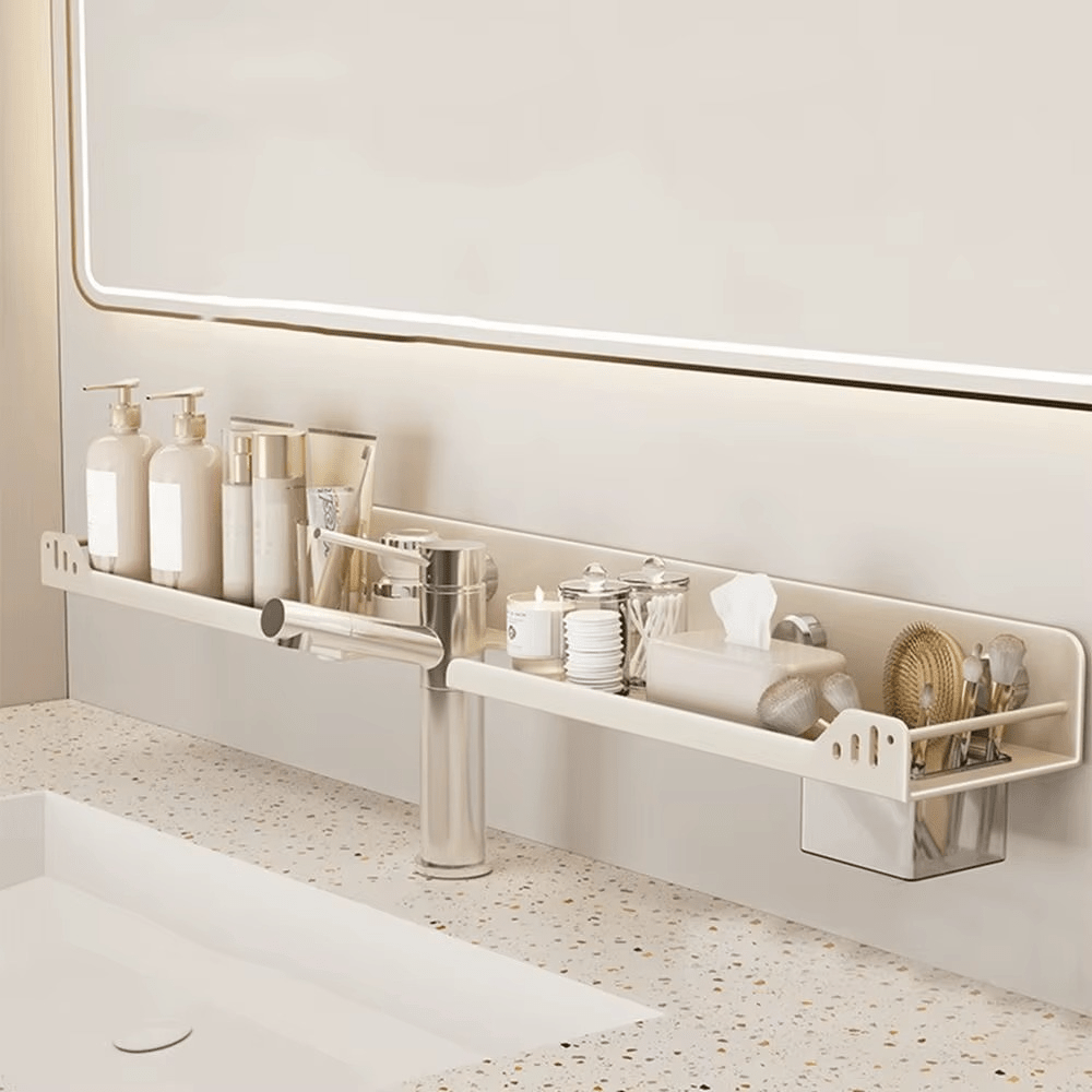 No-Drill Over-the-Faucet Storage Shelf with Suction Cups