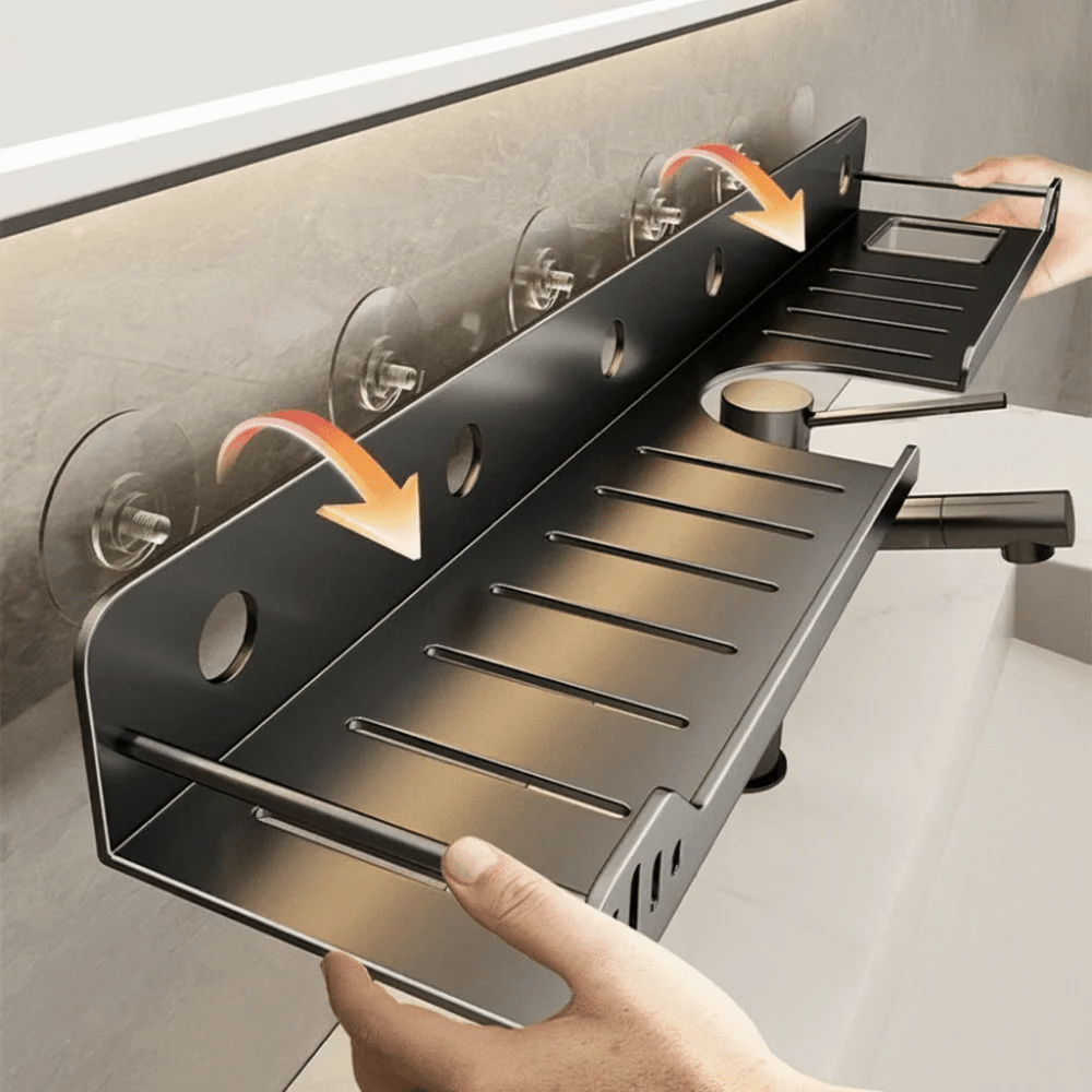 No-Drill Over-the-Faucet Storage Shelf with Suction Cups