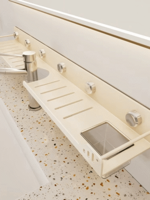 No-Drill Over-the-Faucet Storage Shelf with Suction Cups