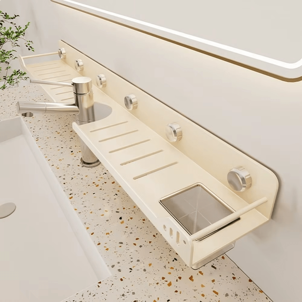 No-Drill Over-the-Faucet Storage Shelf with Suction Cups