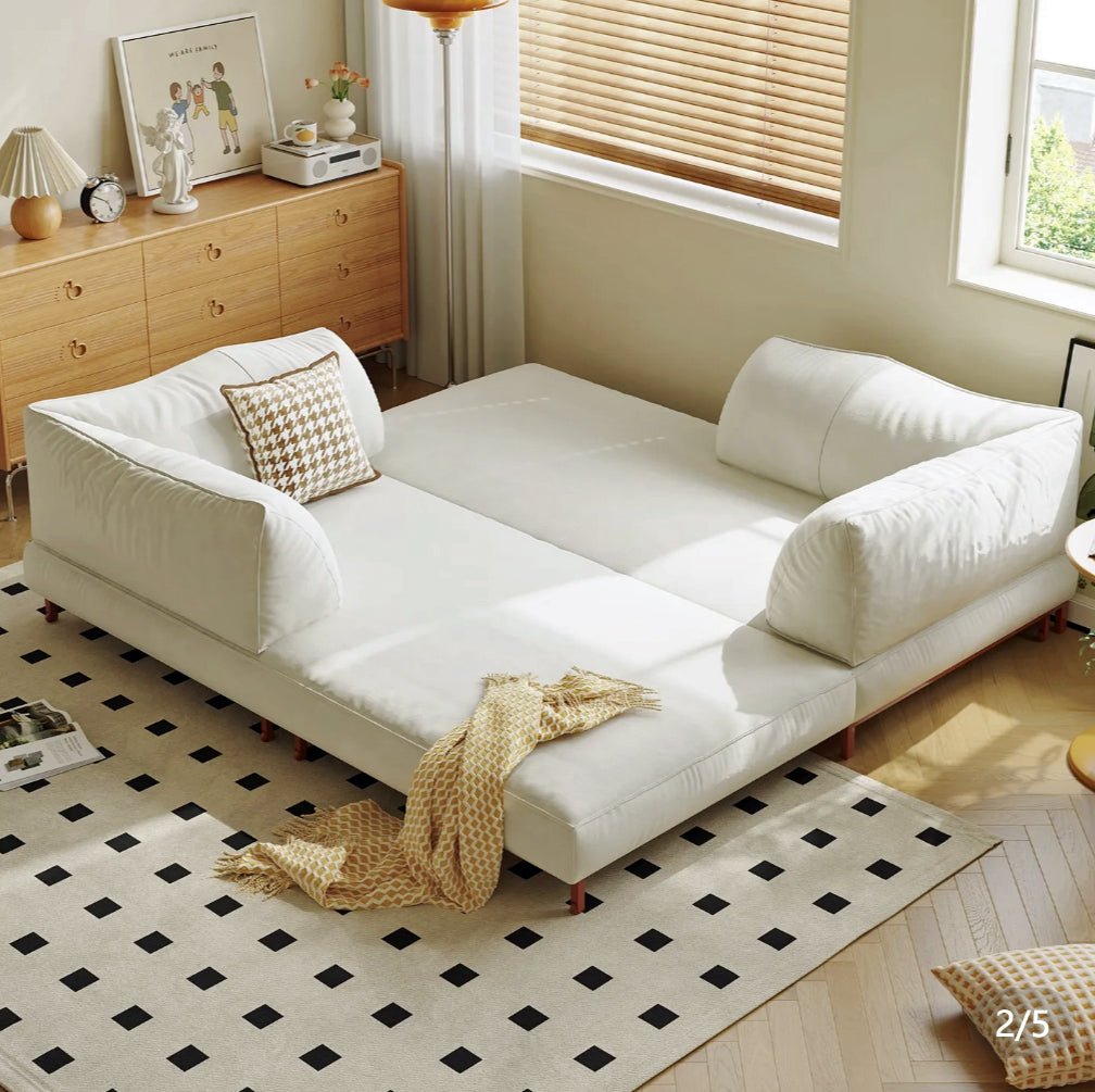 Modern Convertible Lounge Sofa with Detachable Covers and Expandable Frame
