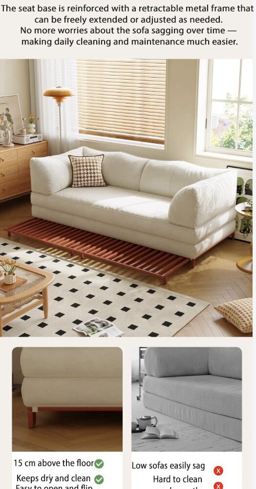 Modern Convertible Lounge Sofa with Detachable Covers and Expandable Frame