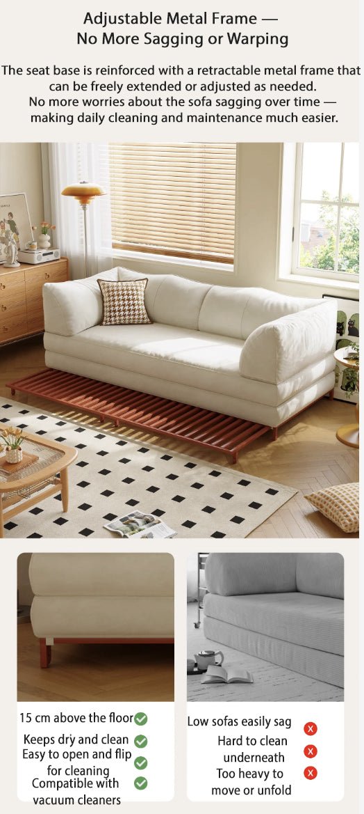 Modern Convertible Lounge Sofa with Detachable Covers and Expandable Frame