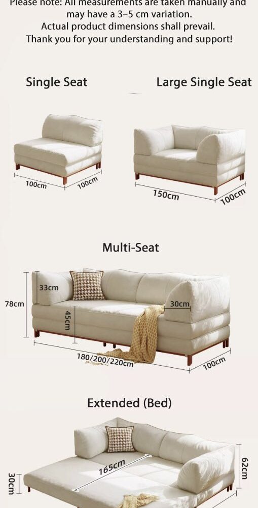 Modern Convertible Lounge Sofa with Detachable Covers and Expandable Frame