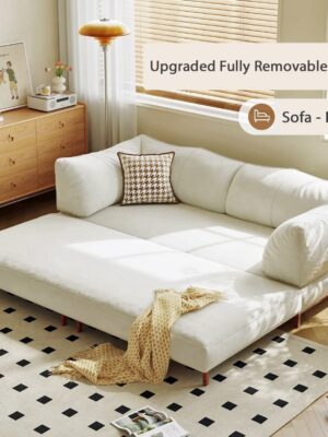 Modern Convertible Lounge Sofa with Detachable Covers and Expandable Frame