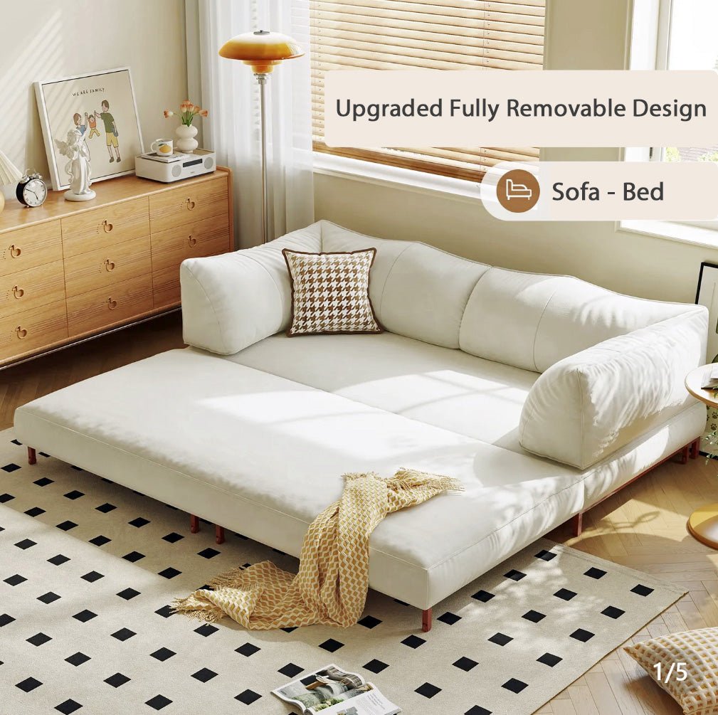 Modern Convertible Lounge Sofa with Detachable Covers and Expandable Frame